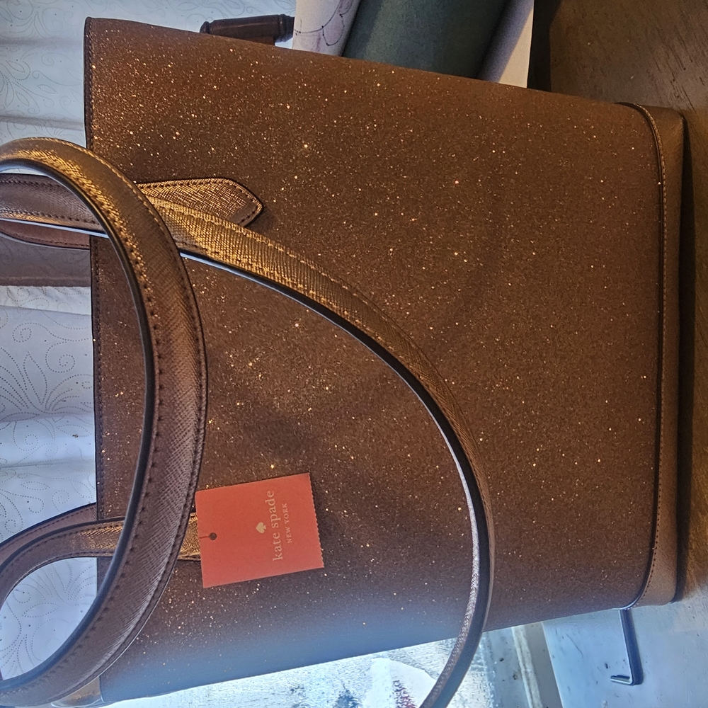 Kate Spade Rose Gold Glitter Tote Bag